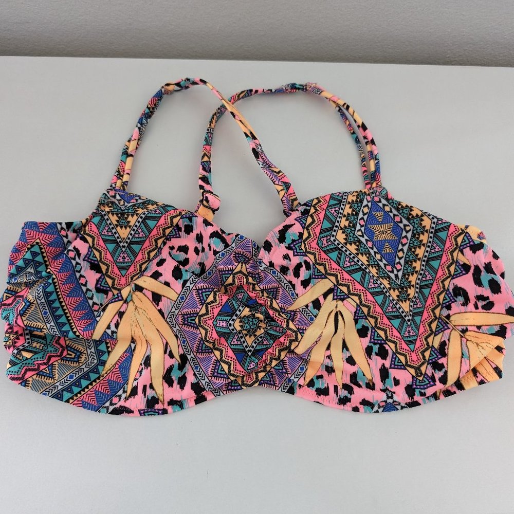 Freya Pink and Orange Bikini Top with Adjustable Straps